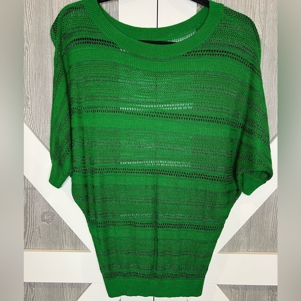 Express Loose Knit Short Sleeve Sweater Kelly Green Small
